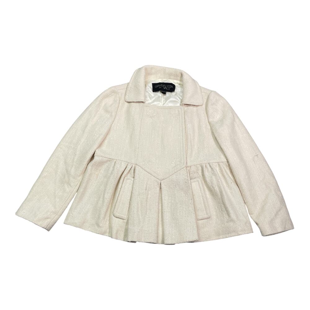 Designer Giambattista Valli Cream Double Breasted Peplum Jacket